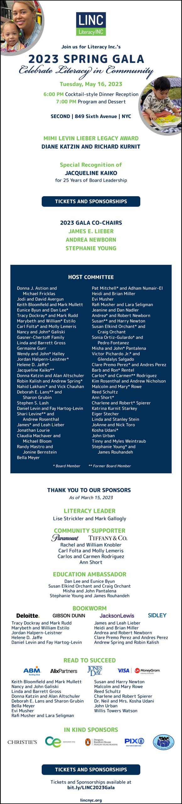 Celebrate Literacy in Community at LINC’s Spring Gala on May 16