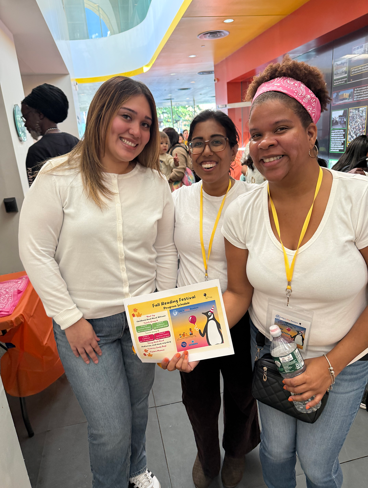 From left to right: UMECC's Early Childhood Ambassador Juliana Figueroa, Program Director, Sejal Kothari, and Early Childhood Ambassador Veronica Cuello